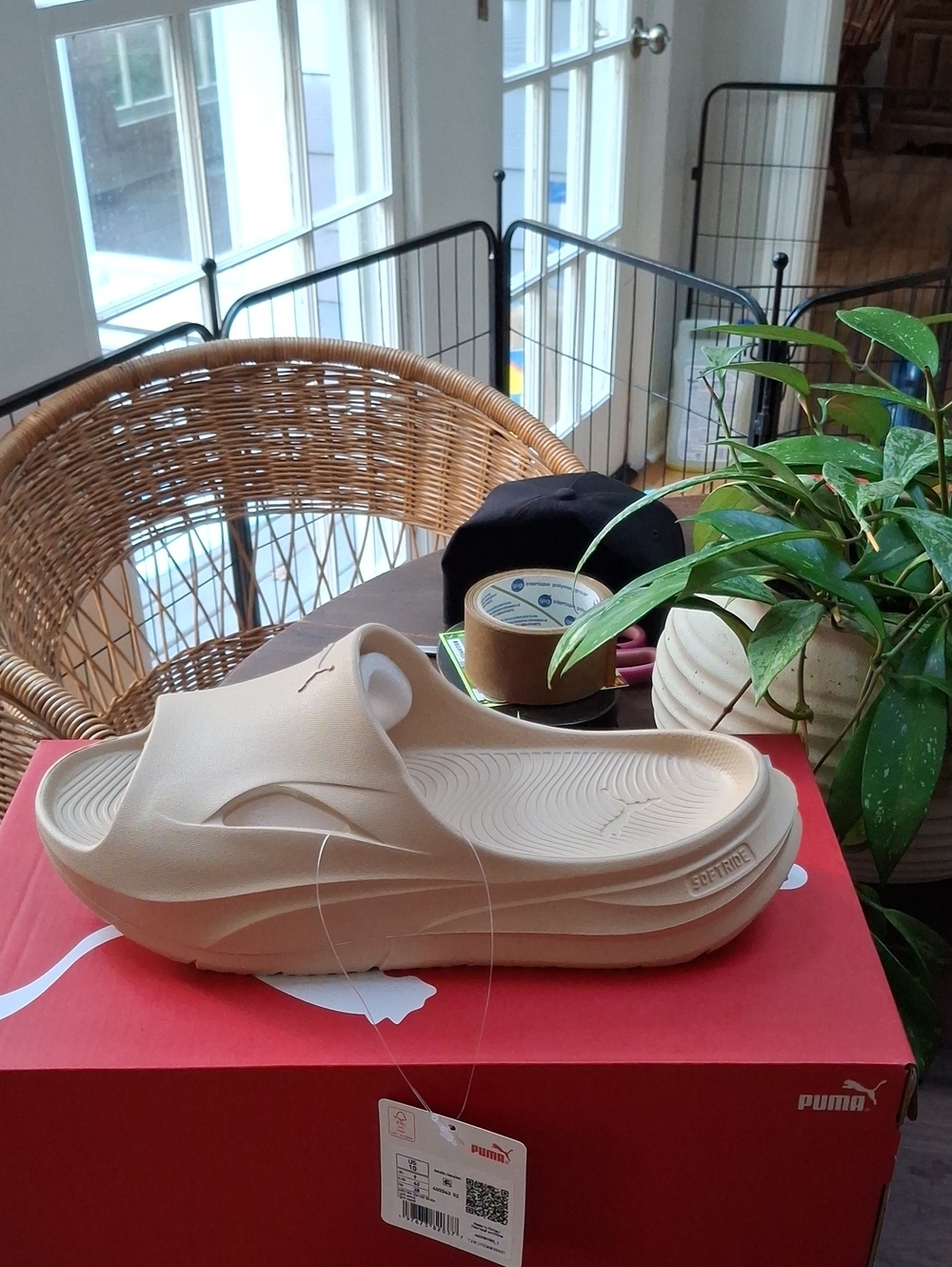 Puma men Cream Platform Slide Sandals
